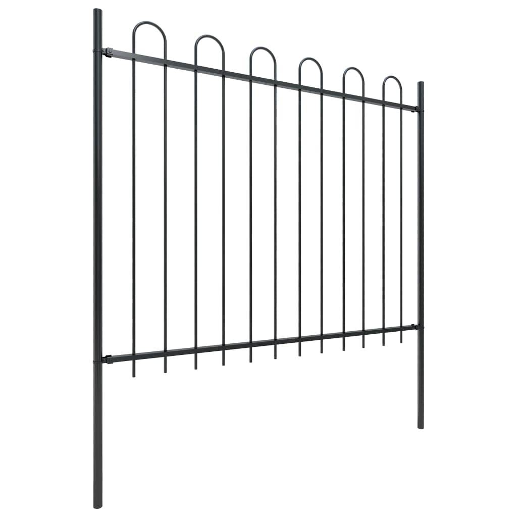vidaXL Gartenzaun mit Bügel-Design Stahl 11,9 x 1,5 m Schwarz