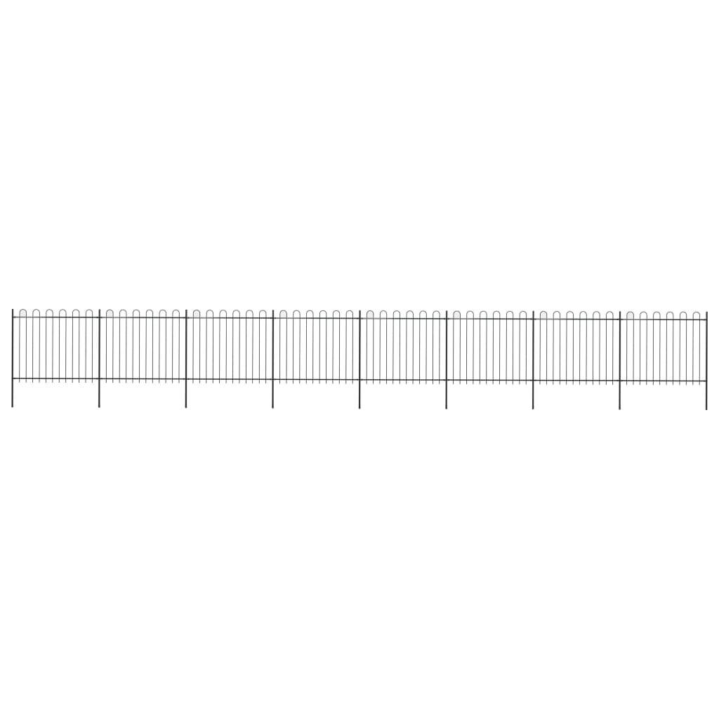vidaXL Gartenzaun mit Bügel-Design Stahl 13,6 x 1,5 m Schwarz