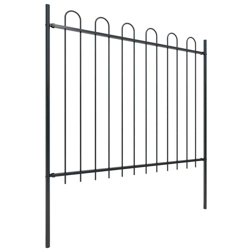 vidaXL Gartenzaun mit Bügel-Design Stahl 13,6 x 1,5 m Schwarz