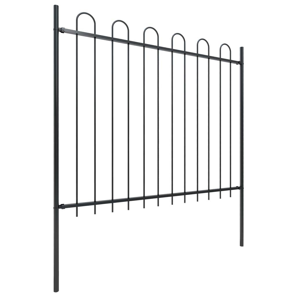vidaXL Gartenzaun mit Bügel-Design Stahl 6,8 x 1,5 m Schwarz