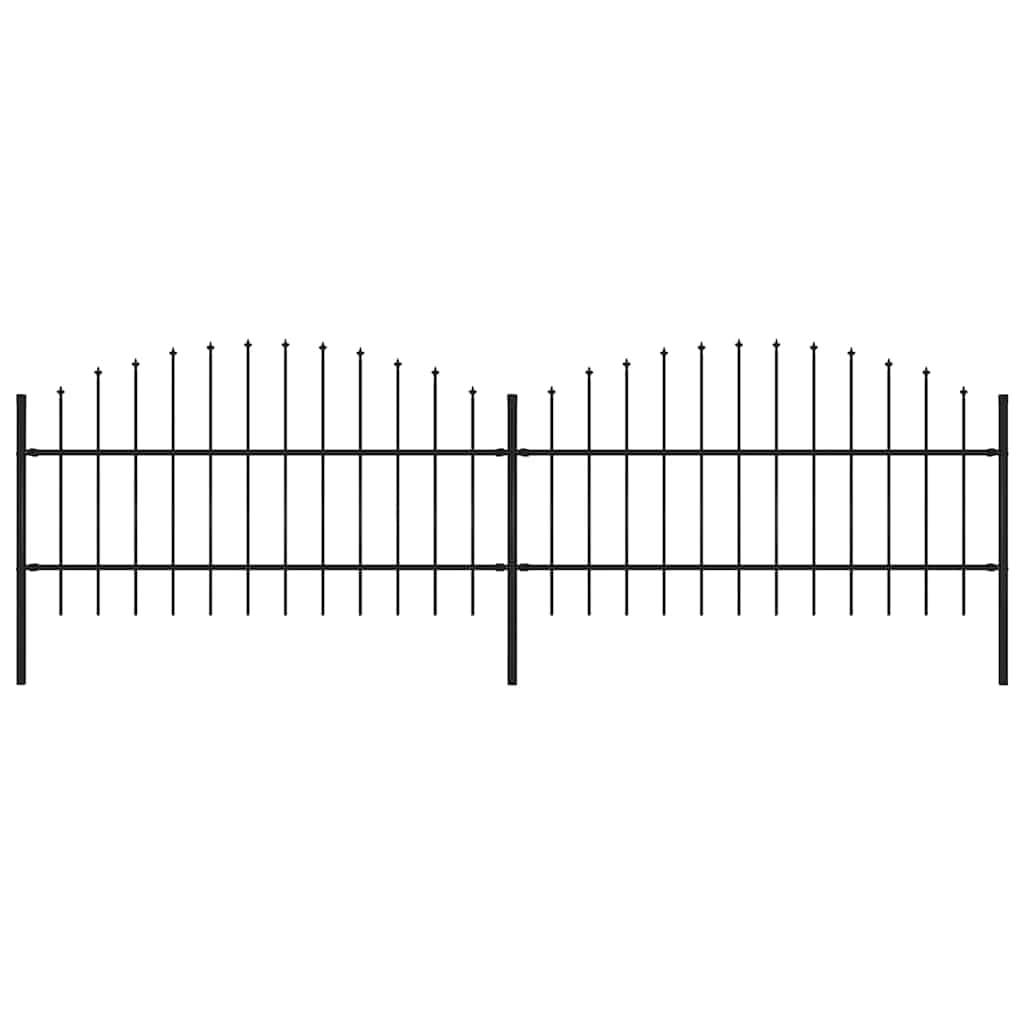 vidaXL Gartenzaun mit Speerspitzen Stahl (0,75 - 1) x 3,4 m Schwarz