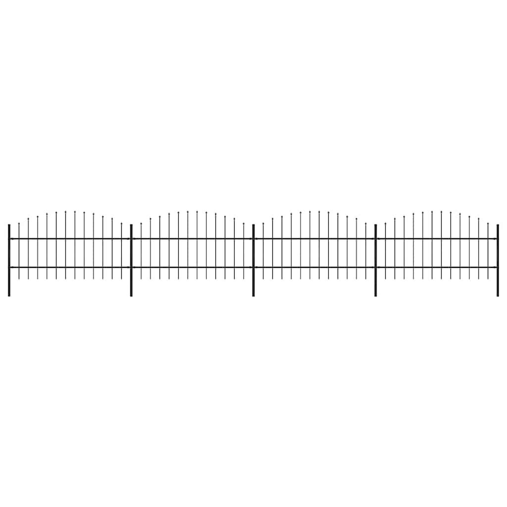 vidaXL Gartenzaun mit Speerspitzen Stahl (0,75 - 1) x 6,8 m Schwarz