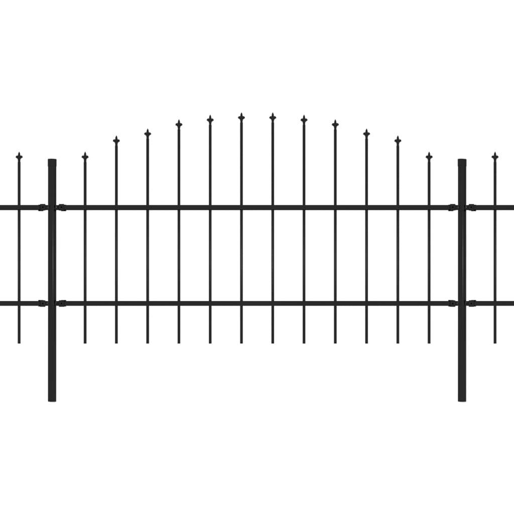 vidaXL Gartenzaun mit Speerspitzen Stahl (0,75 - 1) x 6,8 m Schwarz