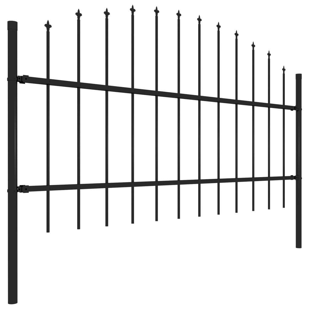 vidaXL Gartenzaun mit Speerspitzen Stahl (0,75 - 1) x 11,9 m Schwarz