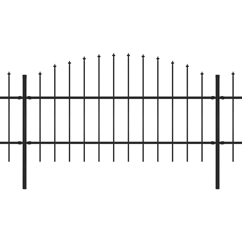 vidaXL Gartenzaun mit Speerspitzen Stahl (0,75 - 1) x 11,9 m Schwarz