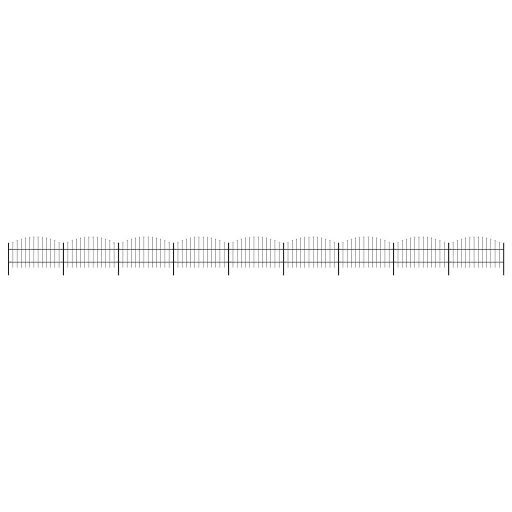 vidaXL Gartenzaun mit Speerspitzen Stahl (0,75 - 1) x 15,3 m Schwarz
