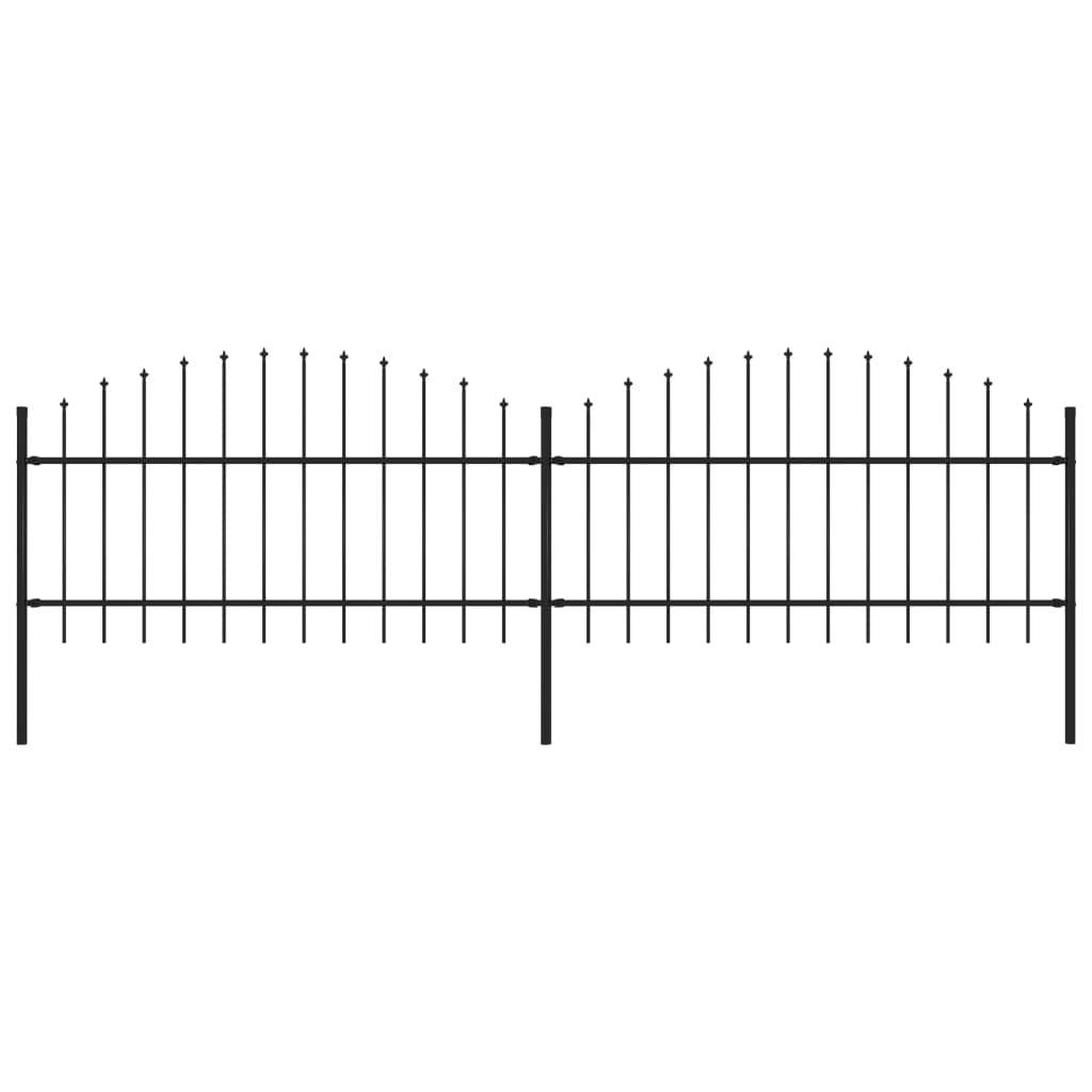 vidaXL Gartenzaun mit Speerspitzen Stahl (1 - 1,25) x 3,4 m Schwarz