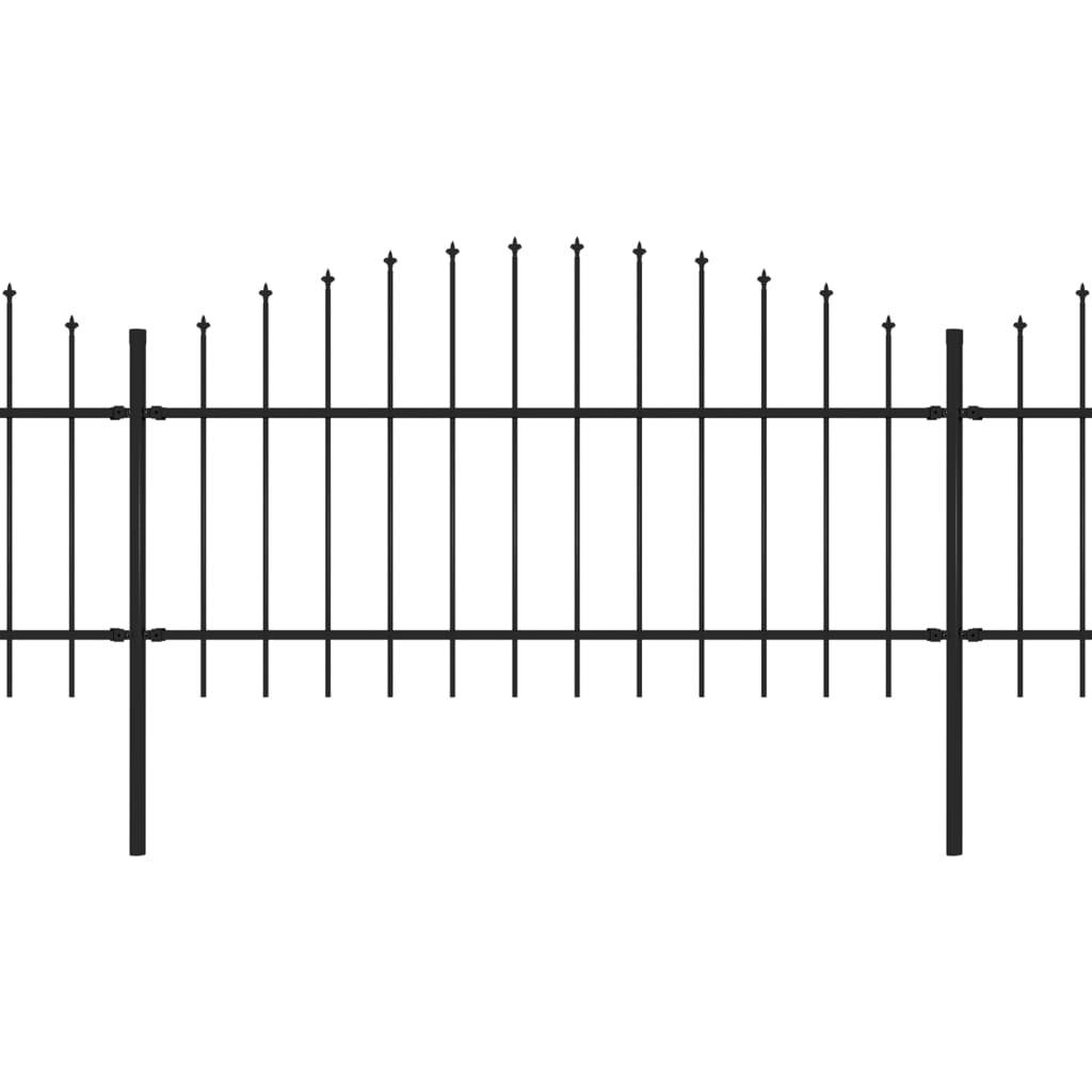 vidaXL Gartenzaun mit Speerspitzen Stahl (1 - 1,25) x 3,4 m Schwarz