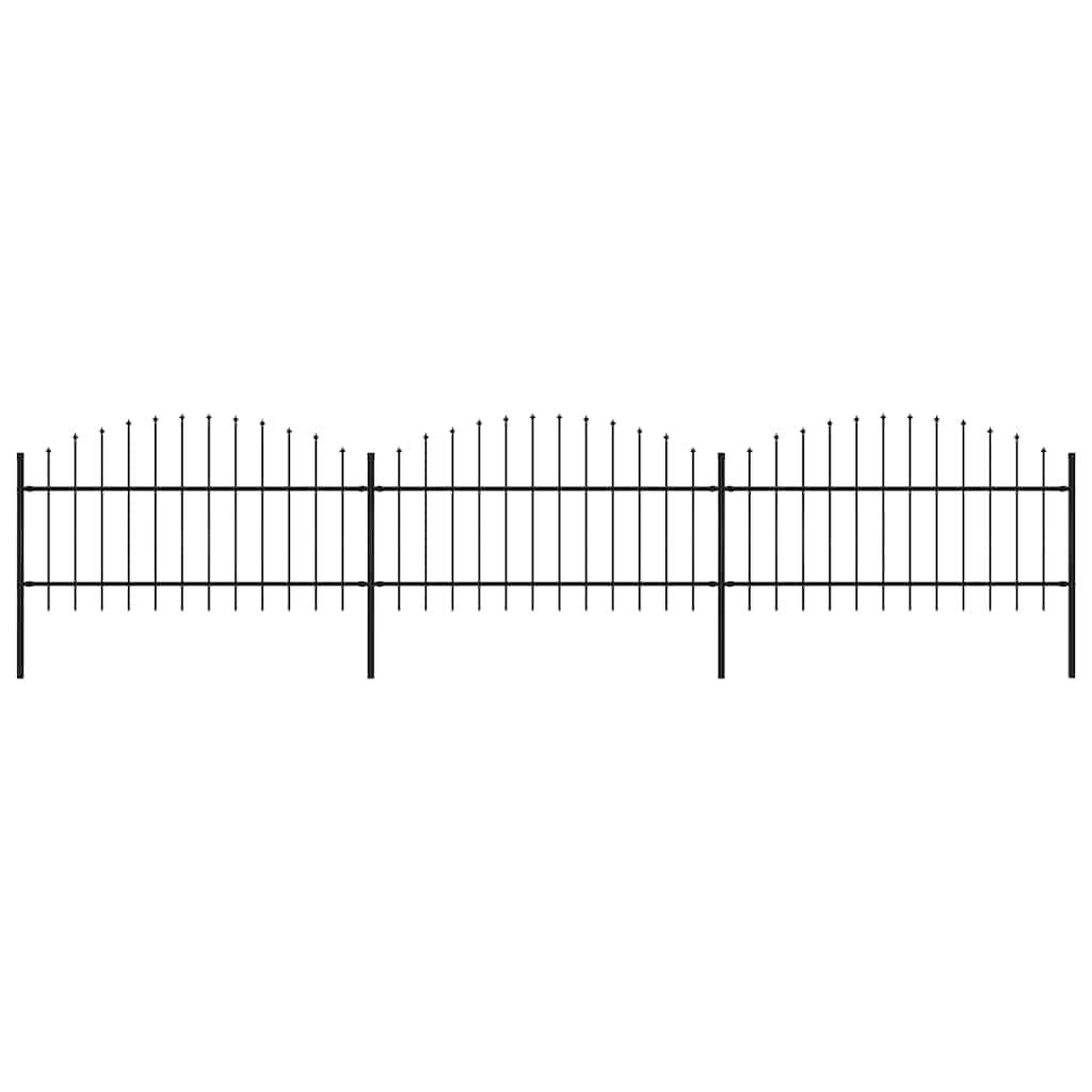 vidaXL Gartenzaun mit Speerspitzen Stahl (1 - 1,25) x 5,1 m Schwarz