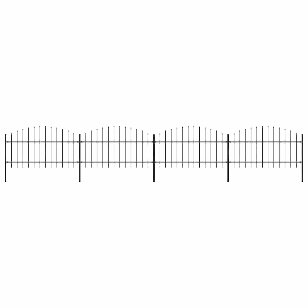 vidaXL Gartenzaun mit Speerspitzen Stahl (1 - 1,25) x 6,8 m Schwarz