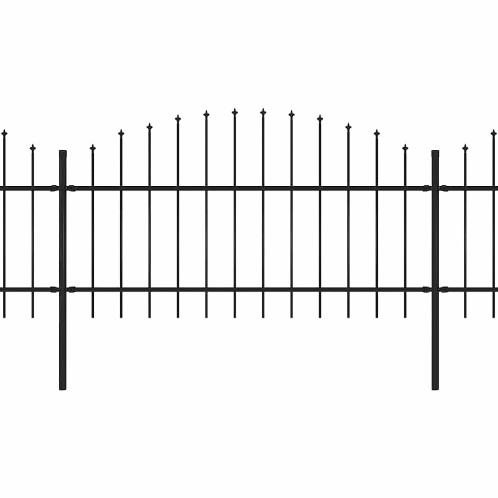 vidaXL Gartenzaun mit Speerspitzen Stahl (1 - 1,25) x 5,1 m Schwarz