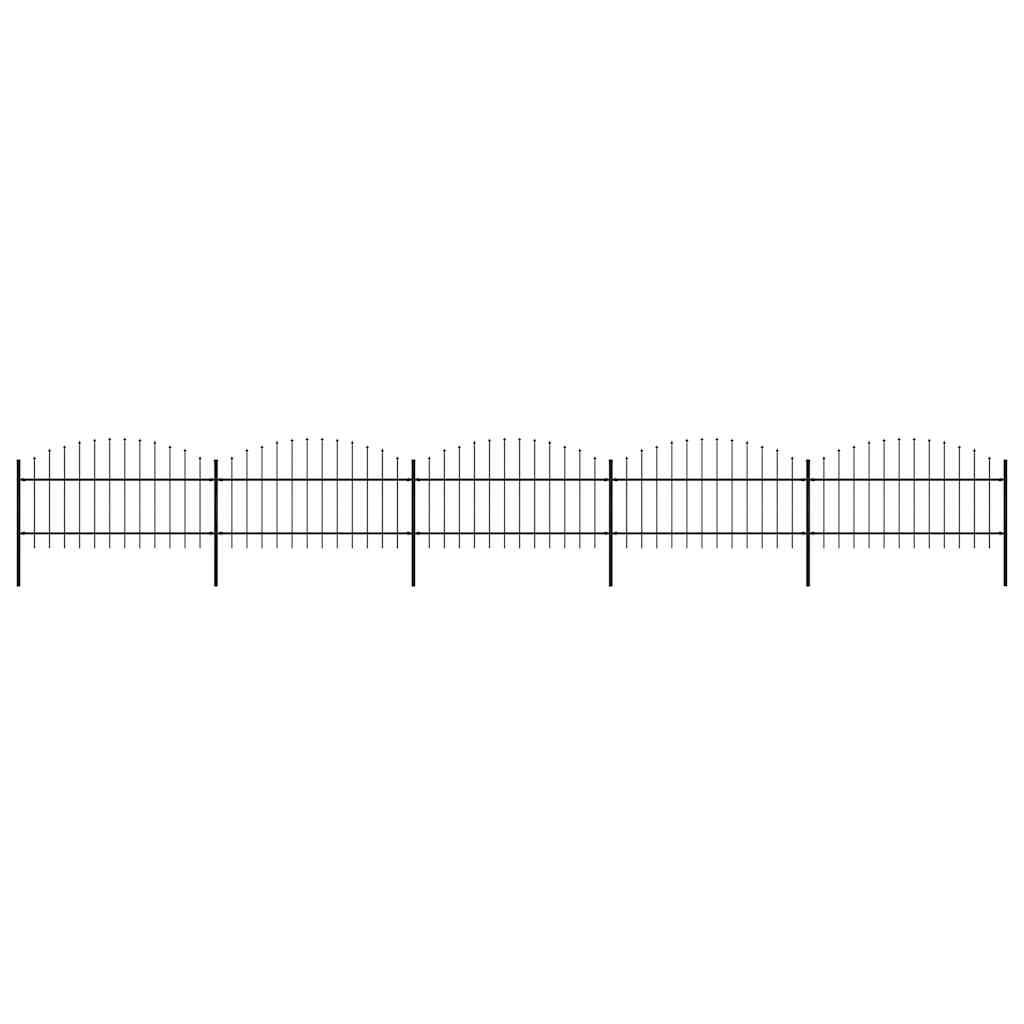 vidaXL Gartenzaun mit Speerspitzen Stahl (1 - 1,25) x 8,5 m Schwarz
