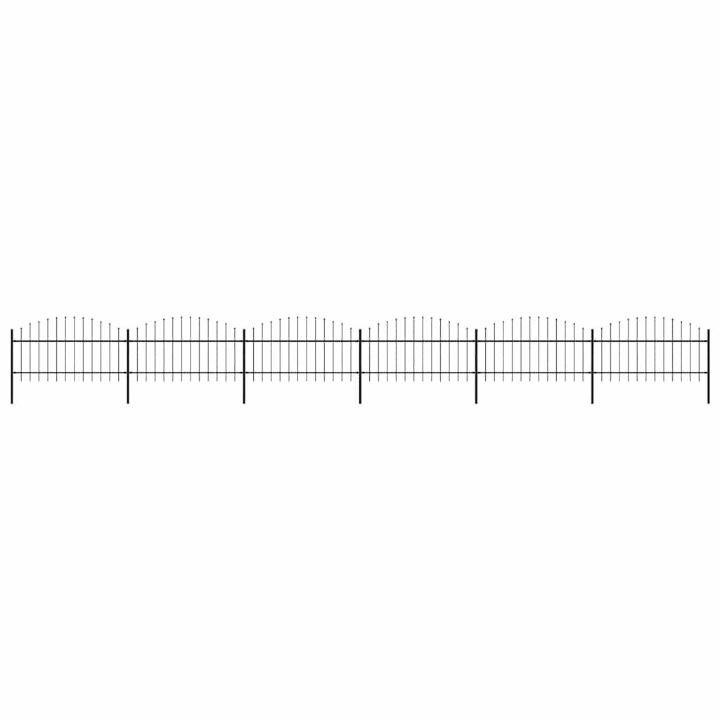 vidaXL Gartenzaun mit Speerspitzen Stahl (1 - 1,25) x 10,2 m Schwarz