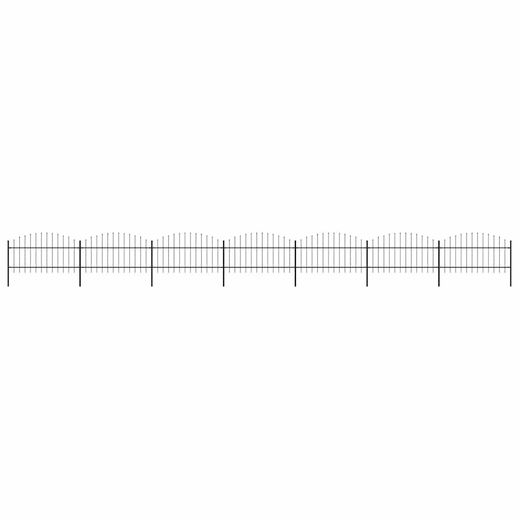 vidaXL Gartenzaun mit Speerspitzen Stahl (1 - 1,25) x 11,9 m Schwarz
