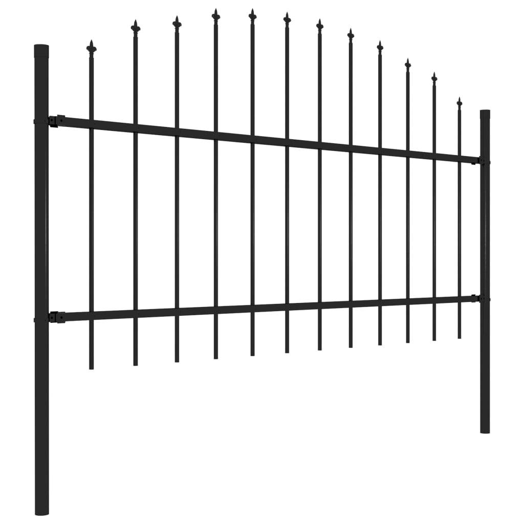 vidaXL Gartenzaun mit Speerspitzen Stahl (1 - 1,25) x 5,1 m Schwarz