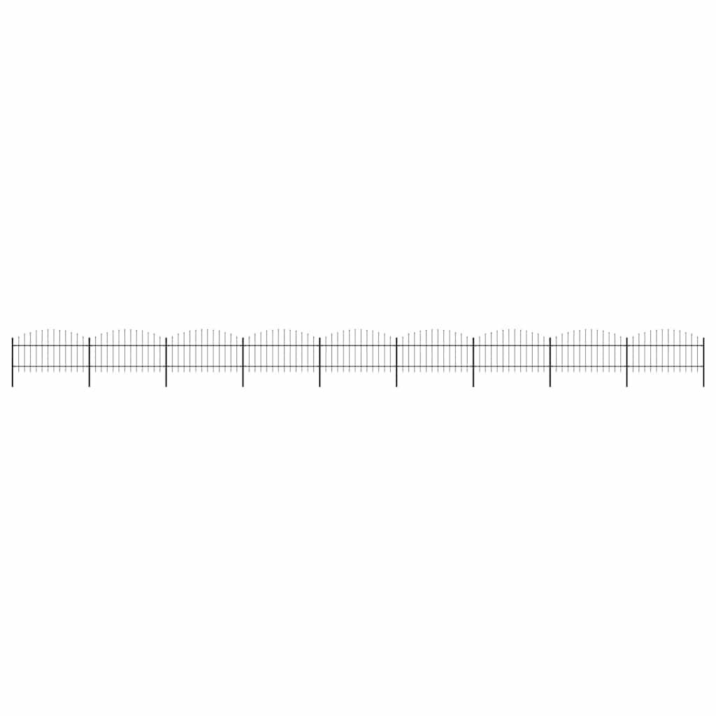 vidaXL Gartenzaun mit Speerspitzen Stahl (1 - 1,25) x 15,3 m Schwarz