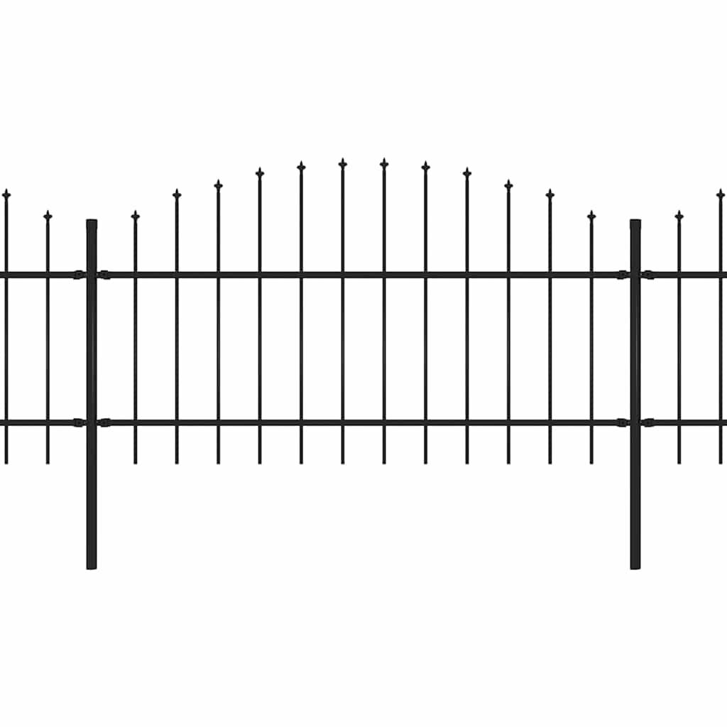 vidaXL Gartenzaun mit Speerspitzen Stahl (1 - 1,25) x 17 m Schwarz