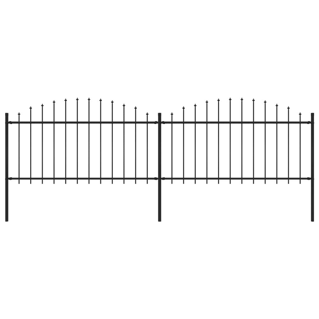 vidaXL Gartenzaun mit Speerspitzen Stahl (1,25 - 1,5) x 3,4 m Schwarz