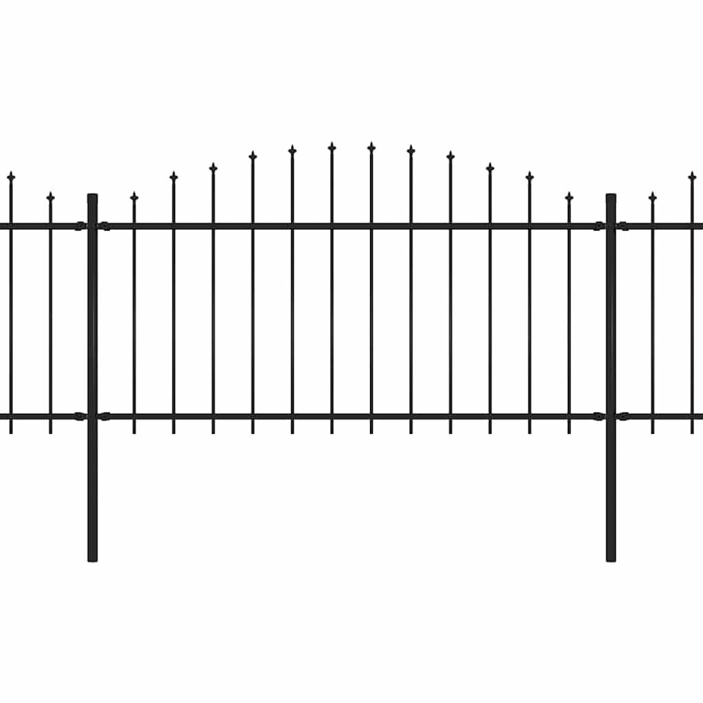 vidaXL Gartenzaun mit Speerspitzen Stahl (1,25 - 1,5) x 3,4 m Schwarz