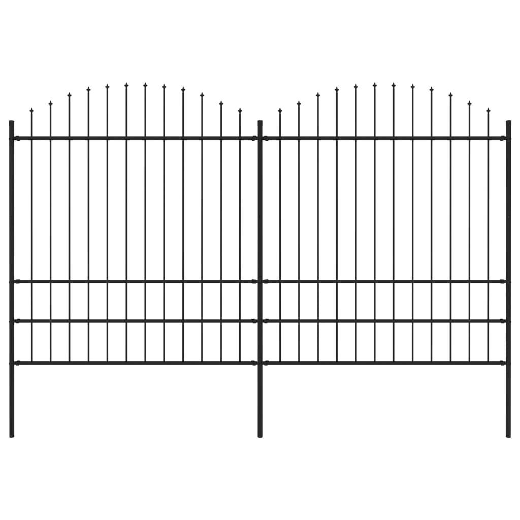 vidaXL Gartenzaun mit Speerspitzen Stahl (1,75 - 2) x 3,4 m Schwarz