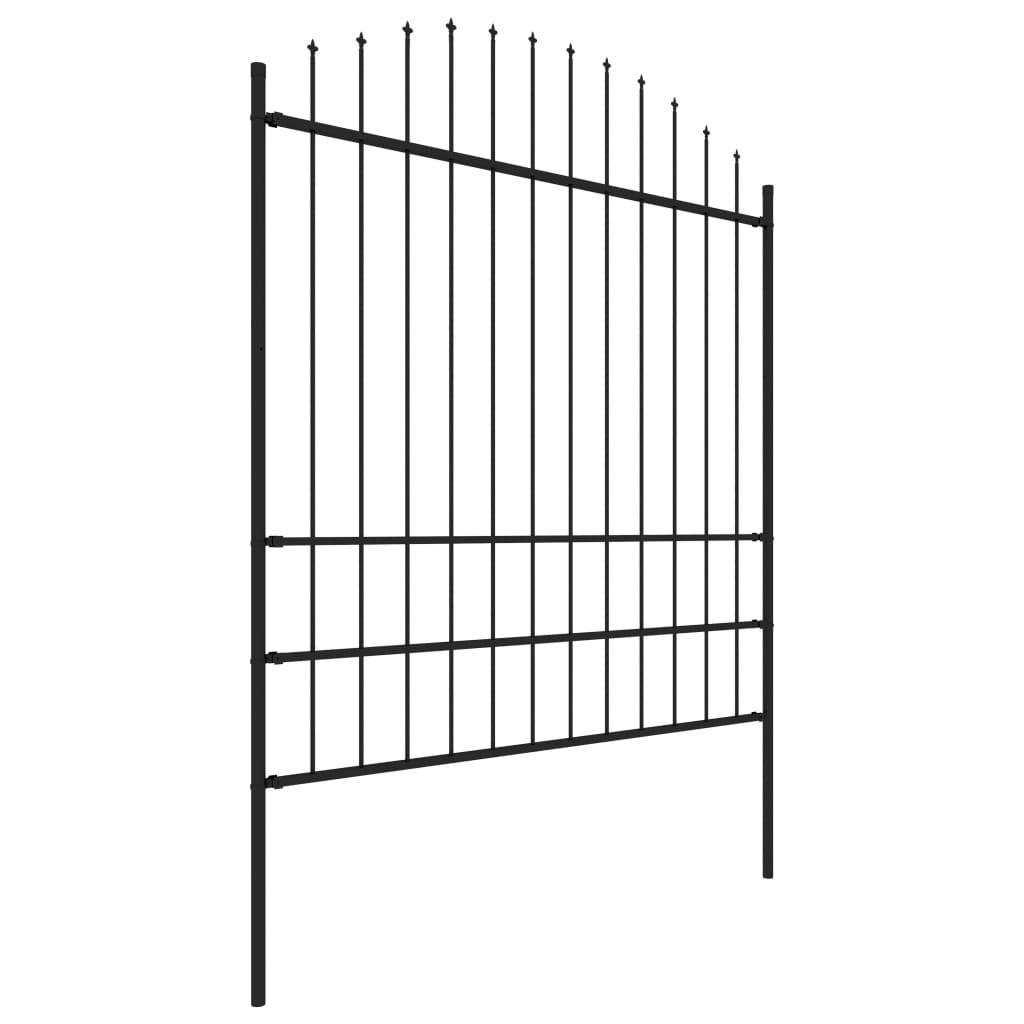 vidaXL Gartenzaun mit Speerspitzen Stahl (1,75 - 2) x 1,7 m Schwarz