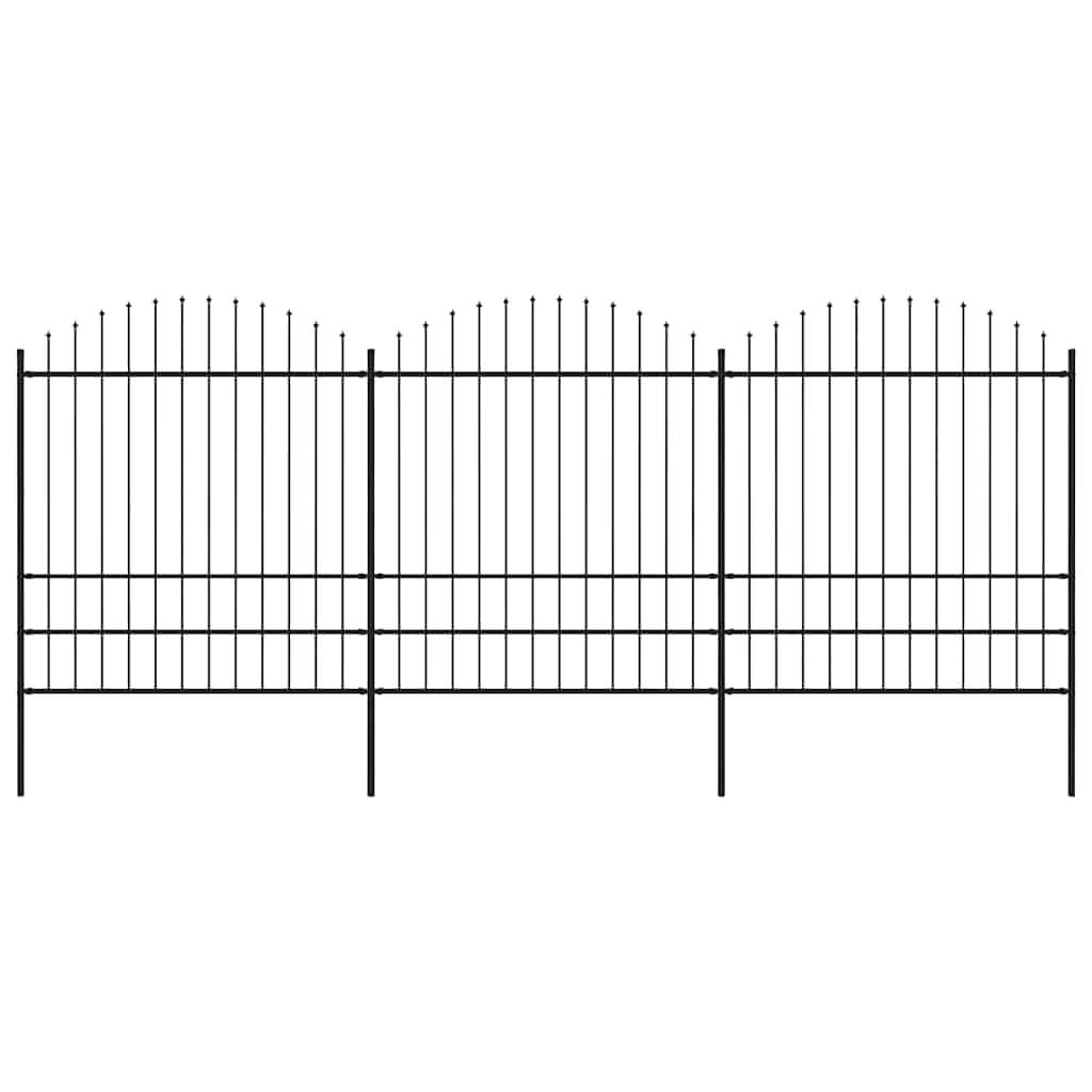 vidaXL Gartenzaun mit Speerspitzen Stahl (1,75 - 2) x 5,1 m Schwarz