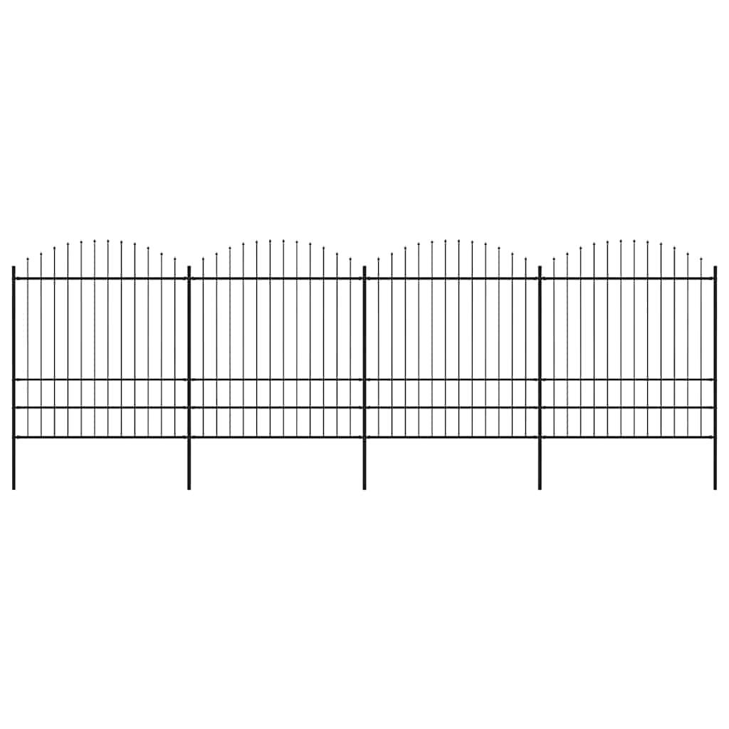 vidaXL Gartenzaun mit Speerspitzen Stahl (1,75 - 2) x 6,8 m Schwarz