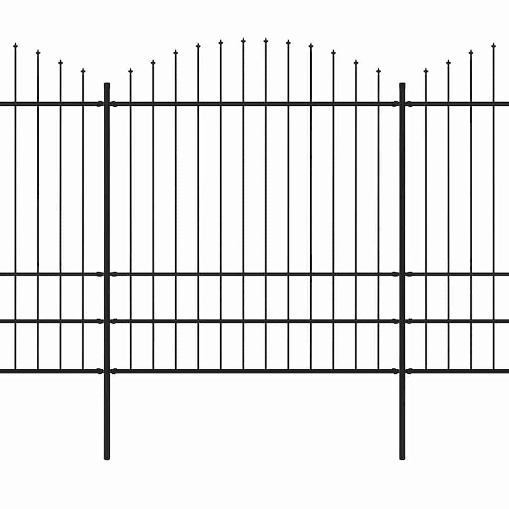 vidaXL Gartenzaun mit Speerspitzen Stahl (1,75 - 2) x 6,8 m Schwarz