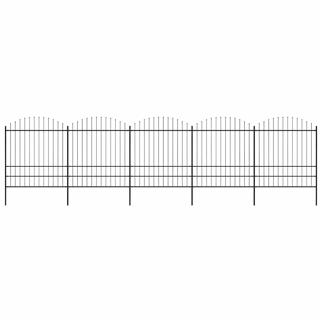 vidaXL Gartenzaun mit Speerspitzen Stahl (1,75 - 2) x 8,5 m Schwarz