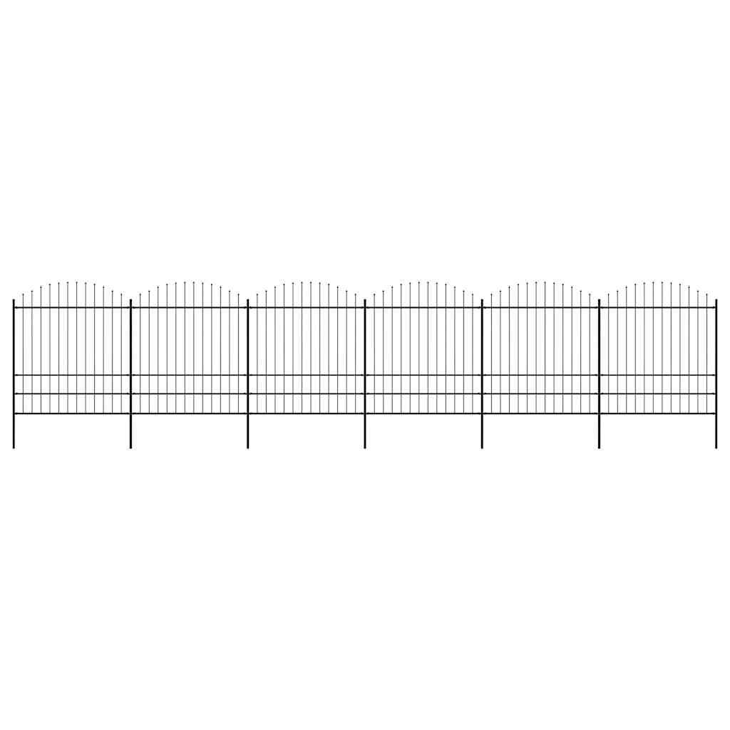 vidaXL Gartenzaun mit Speerspitzen Stahl (1,75 - 2) x 10,2 m Schwarz