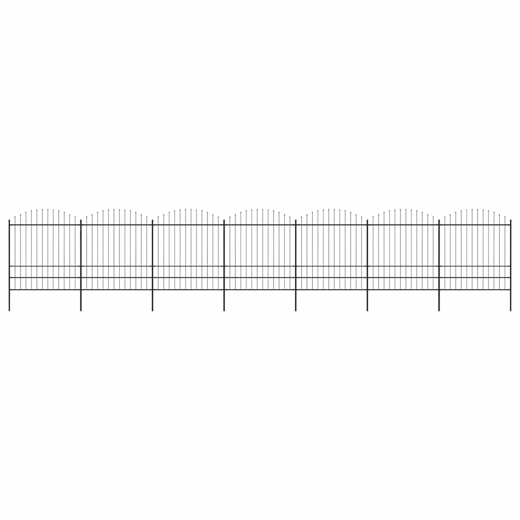 vidaXL Gartenzaun mit Speerspitzen Stahl (1,57 - 2) x 11,9 m Schwarz