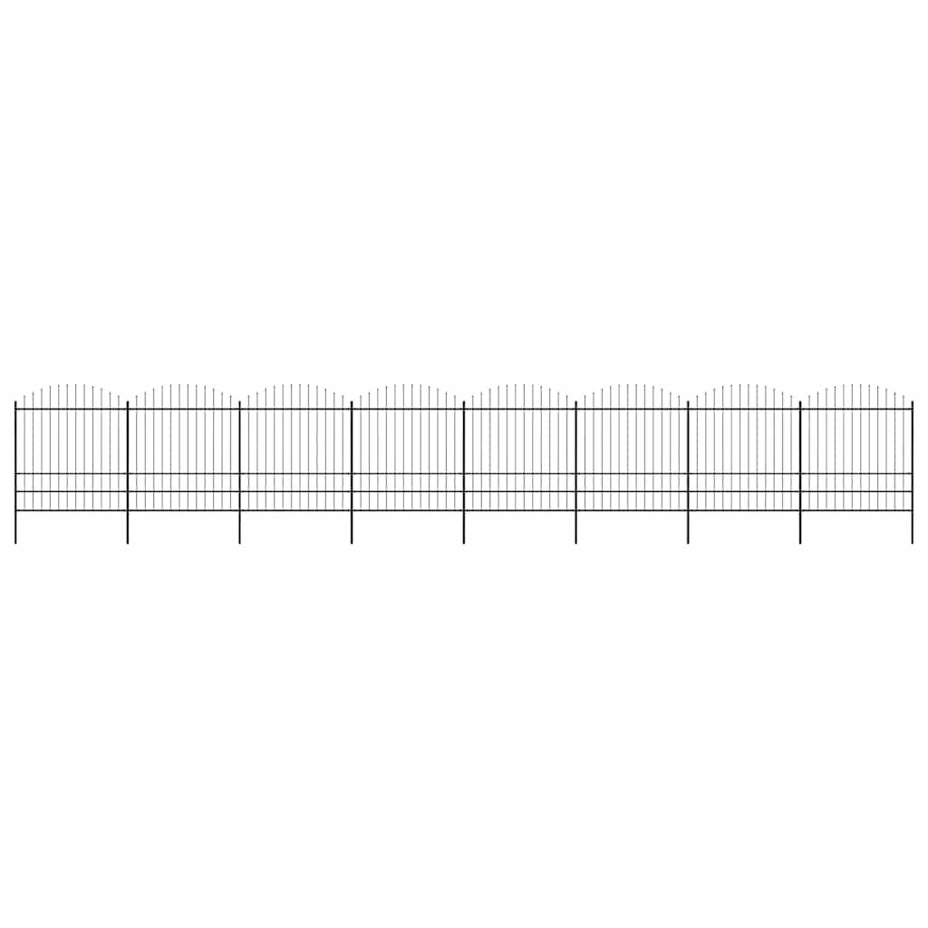 vidaXL Gartenzaun mit Speerspitzen Stahl (1,75 - 2) x 13,6 m Schwarz