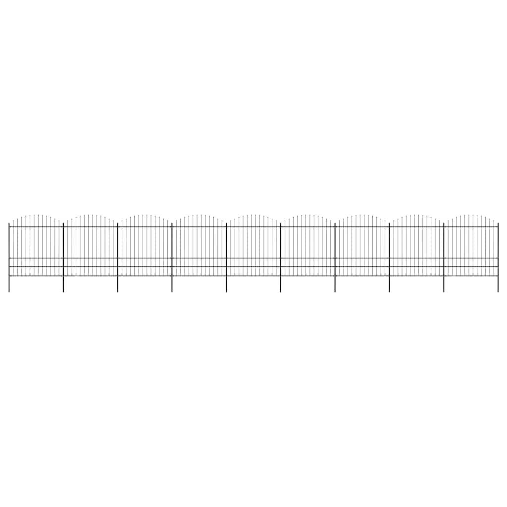 vidaXL Gartenzaun mit Speerspitzen Stahl (1,75 - 2) x 15,3 m Schwarz