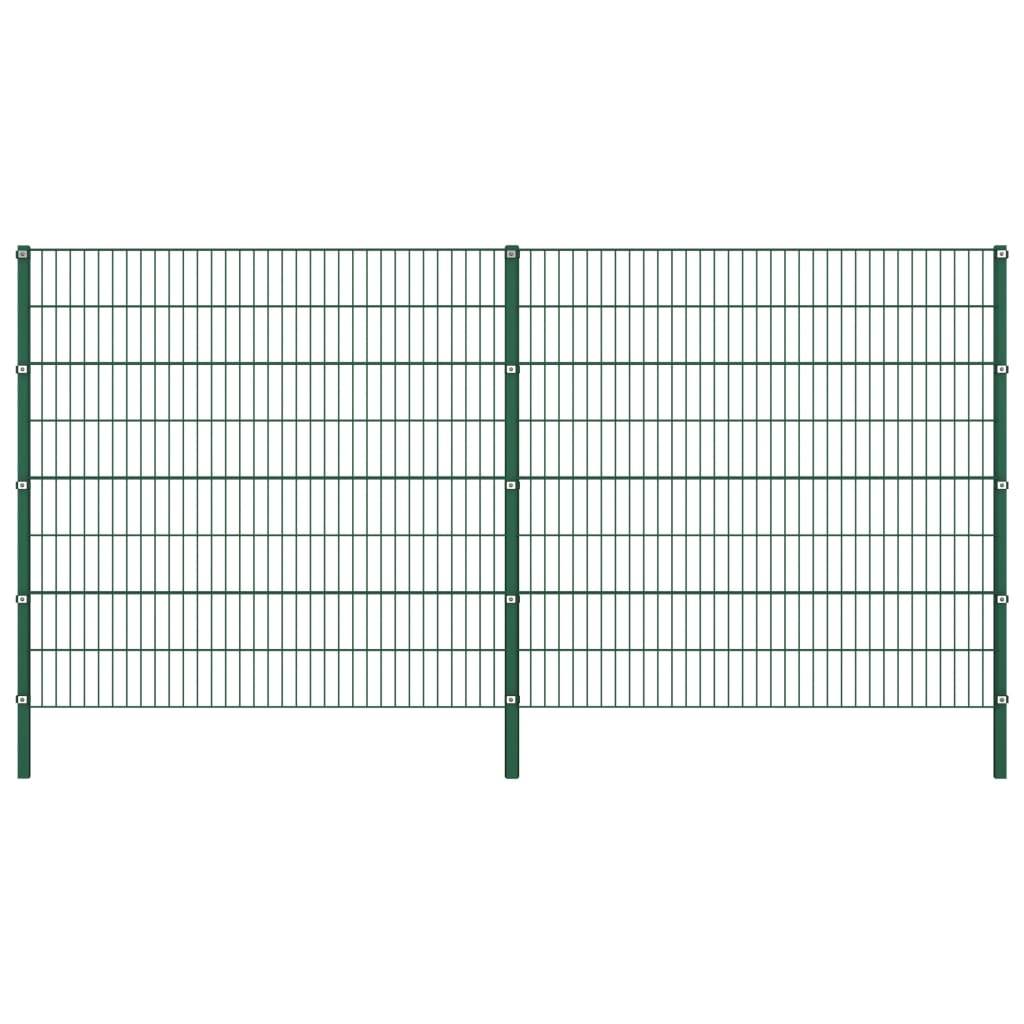 vidaXL Zaunfeld mit Pfosten Eisen 3,4 x 1,6 m Grün