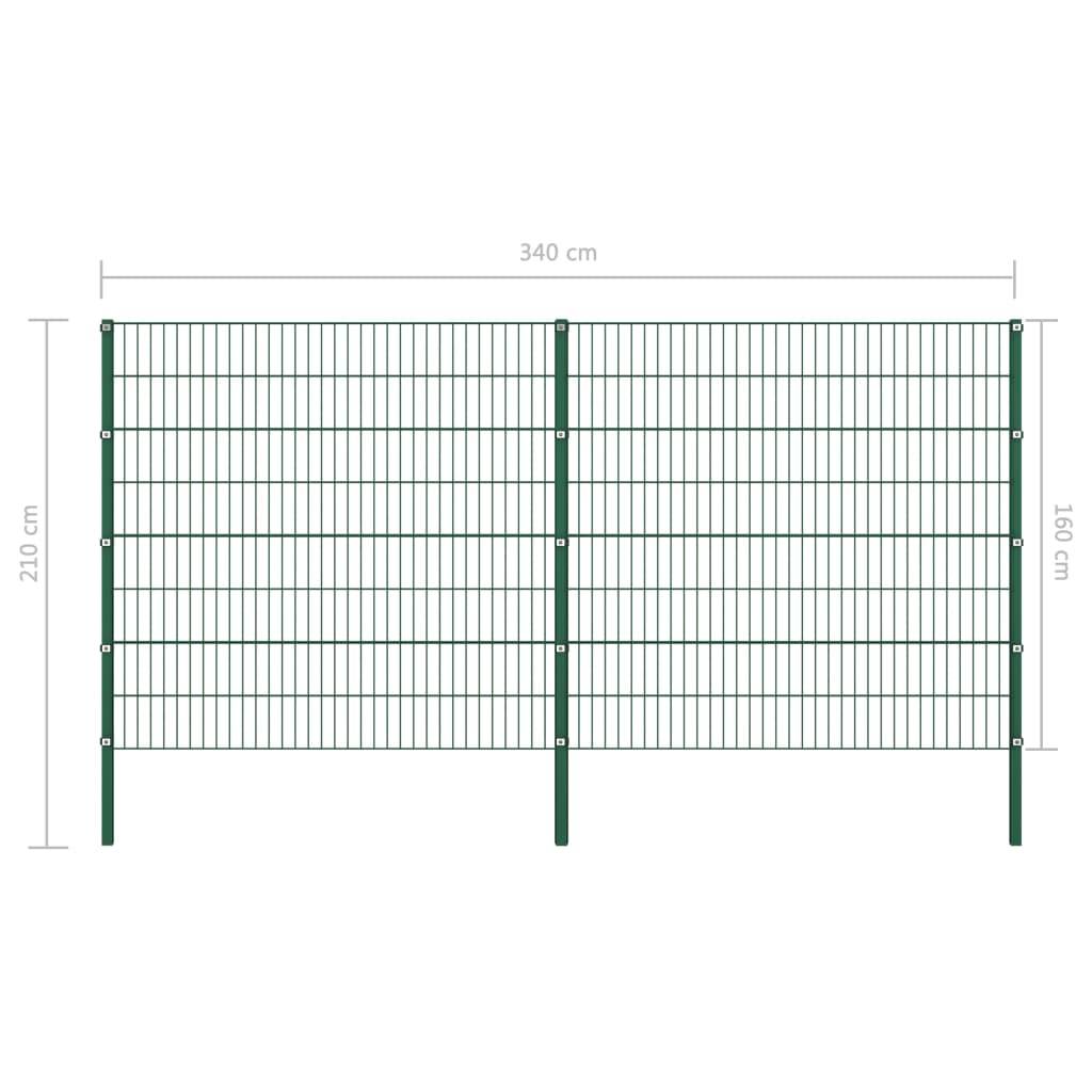vidaXL Zaunfeld mit Pfosten Eisen 3,4 x 1,6 m Grün