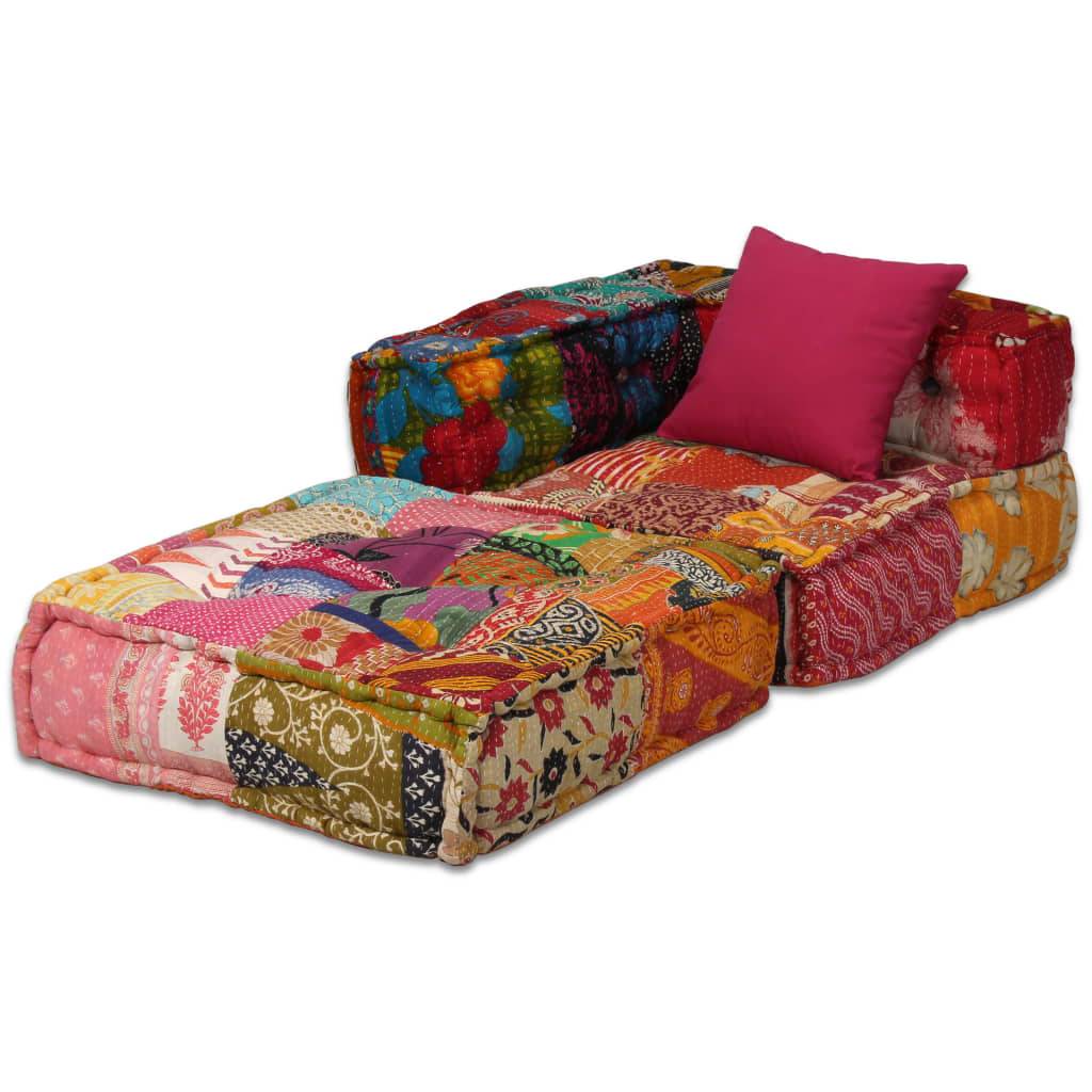 vidaXL 4-Sitzer Modularer Pouf Patchwork Stoff