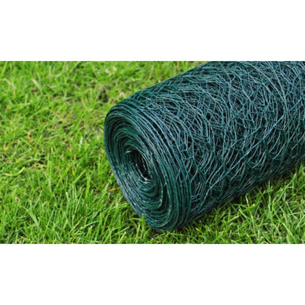vidaXL Drahtzaun mit PVC-Beschichtung 25x1 m Grün
