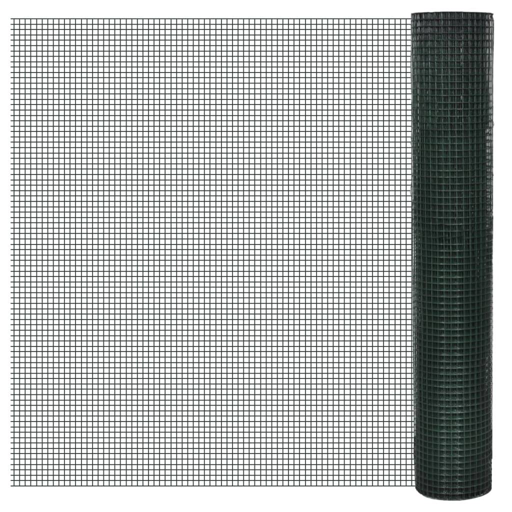 vidaXL Drahtzaun für Hühner Verzinkt mit PVC-Beschichtung 25x1 m Grün