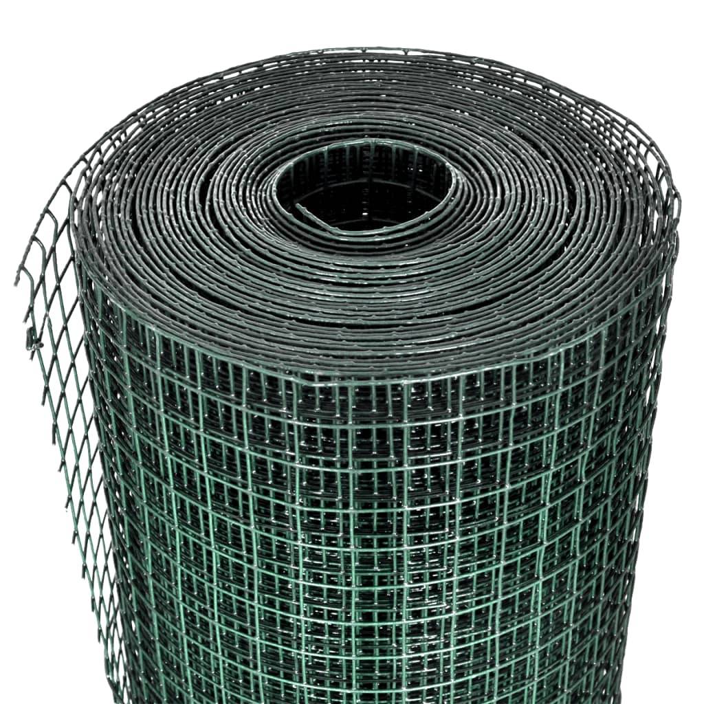vidaXL Drahtzaun für Hühner Verzinkt mit PVC-Beschichtung 25x1 m Grün