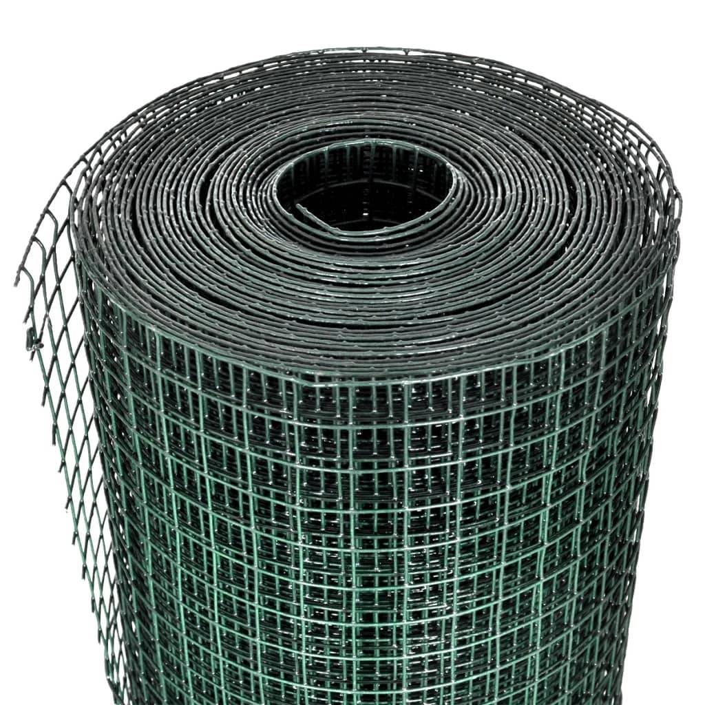 vidaXL Drahtzaun für Hühner Verzinkt mit PVC-Beschichtung 10x1 m Grün
