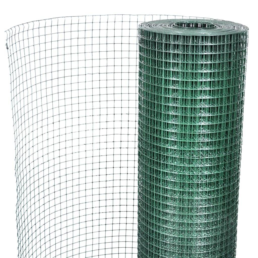 vidaXL Drahtzaun für Hühner Verzinkt mit PVC-Beschichtung 10x1 m Grün
