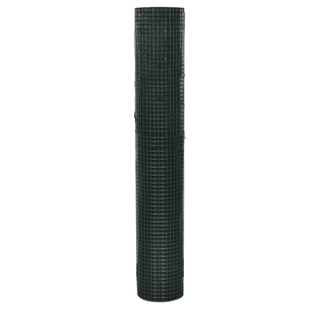 vidaXL Drahtzaun für Hühner Verzinkt mit PVC-Beschichtung 25x1 m Grün