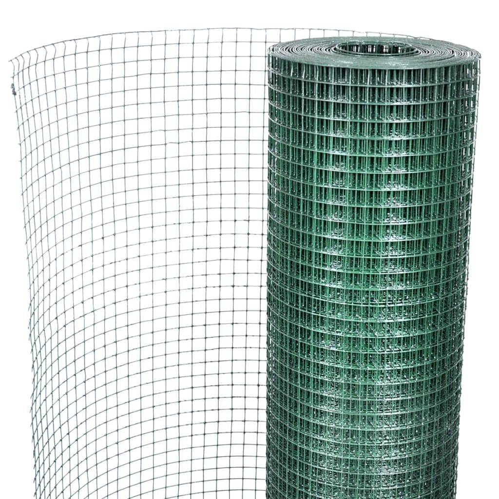 vidaXL Drahtzaun für Hühner Verzinkt mit PVC-Beschichtung 10x1 m Grün