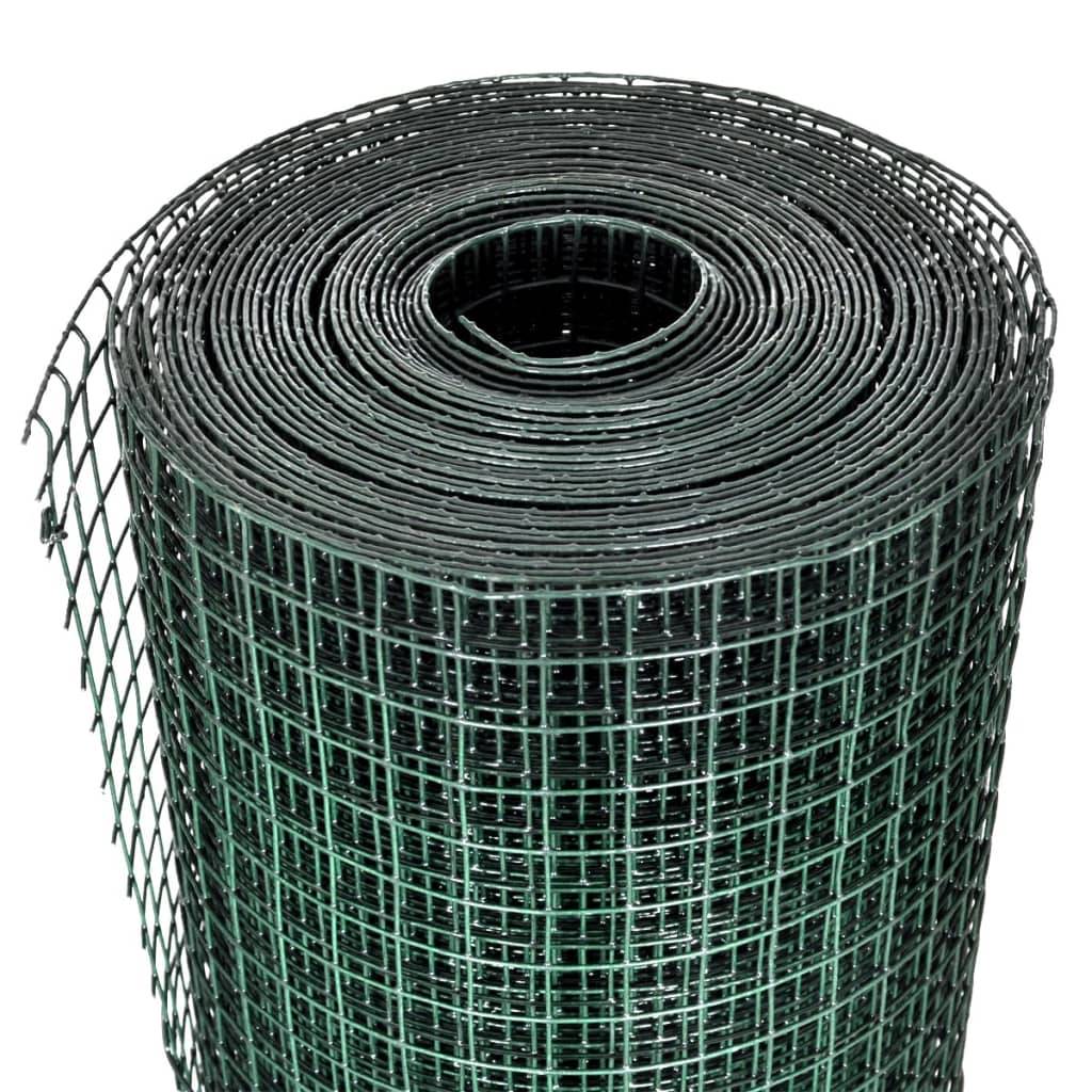 vidaXL Drahtzaun für Hühner Verzinkt mit PVC-Beschichtung 10x1 m Grün