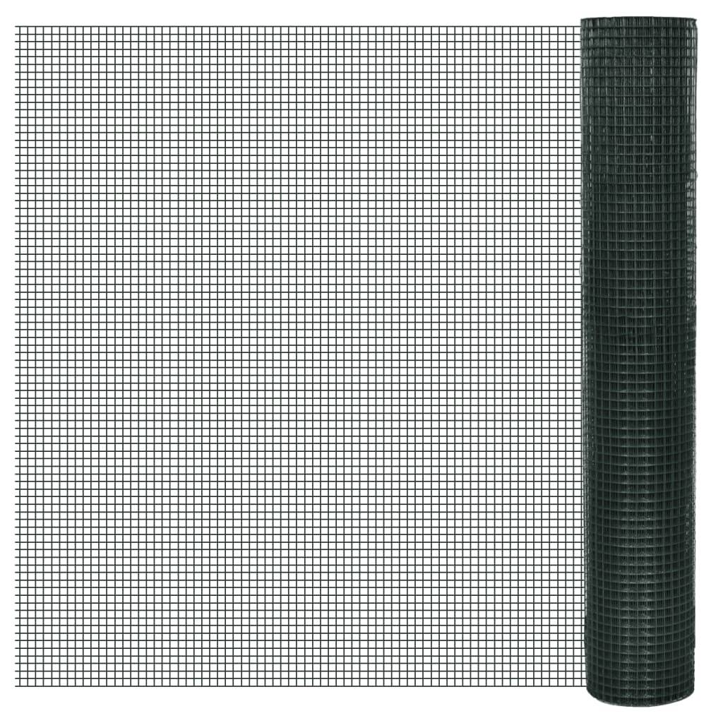 vidaXL Drahtzaun für Hühner Verzinkt mit PVC-Beschichtung 25x1 m Grün