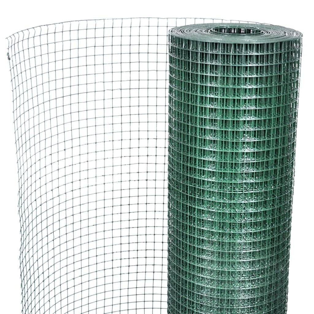 vidaXL Drahtzaun für Hühner Verzinkt mit PVC-Beschichtung 25x1 m Grün