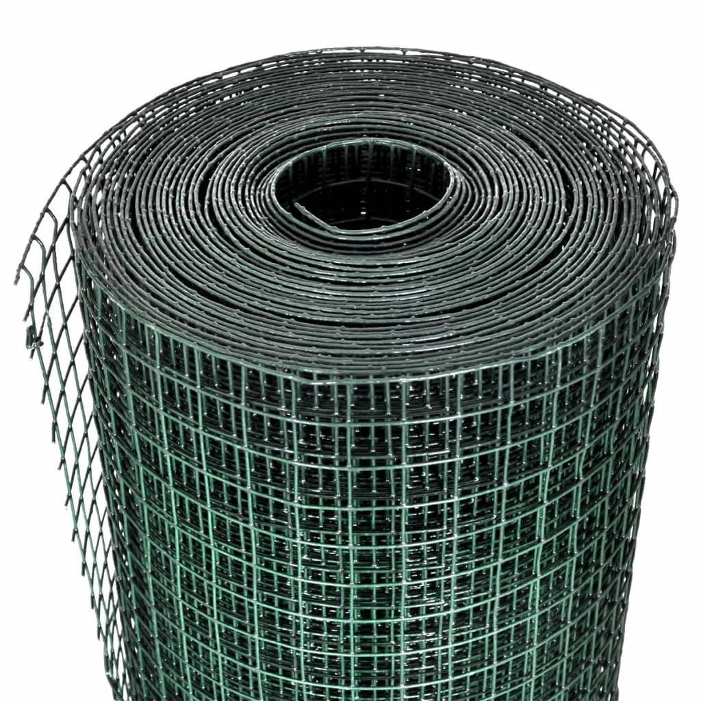 vidaXL Drahtzaun für Hühner Verzinkt mit PVC-Beschichtung 25x1 m Grün