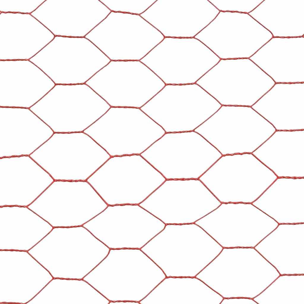 vidaXL Drahtzaun Stahl mit PVC-Beschichtung 25x1 m Rot