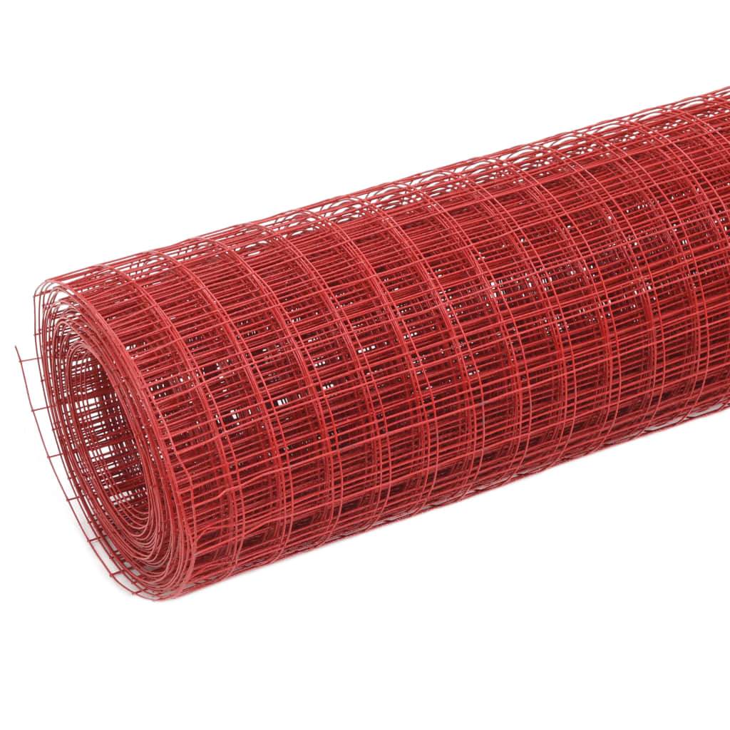 vidaXL Drahtzaun Stahl mit PVC-Beschichtung 10x1,5 m Rot
