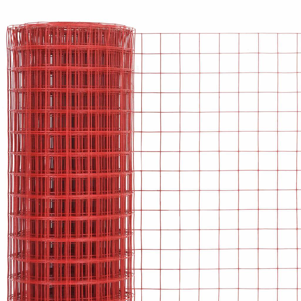 vidaXL Drahtzaun Stahl mit PVC-Beschichtung 25x1,5 m Rot
